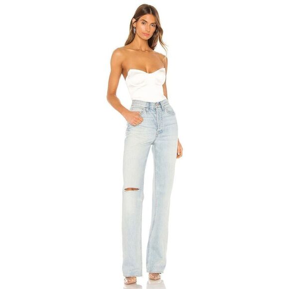 H:ours REVOLVE Tabitha Bodysuit in White Satin Corset Look XL - Picture 4 of 12
